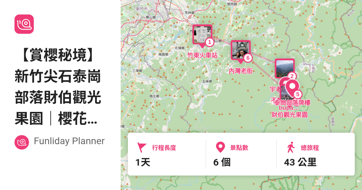 [情報] Funliday旅遊攻略-新竹尖石賞櫻秘境行程